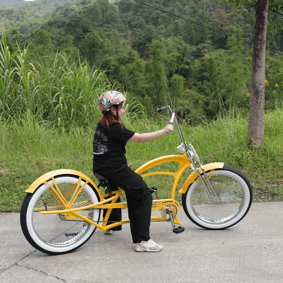 26 inch Men Beach Cruiser Bicycle Lowrider Bike For Adults Classical Fork Steel - Image 3 of 4