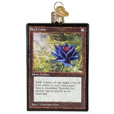 Old World Christmas MAGIC: THE GATHERING BLACK LOTUS CARD (44316) Glass Orn.w/Bx