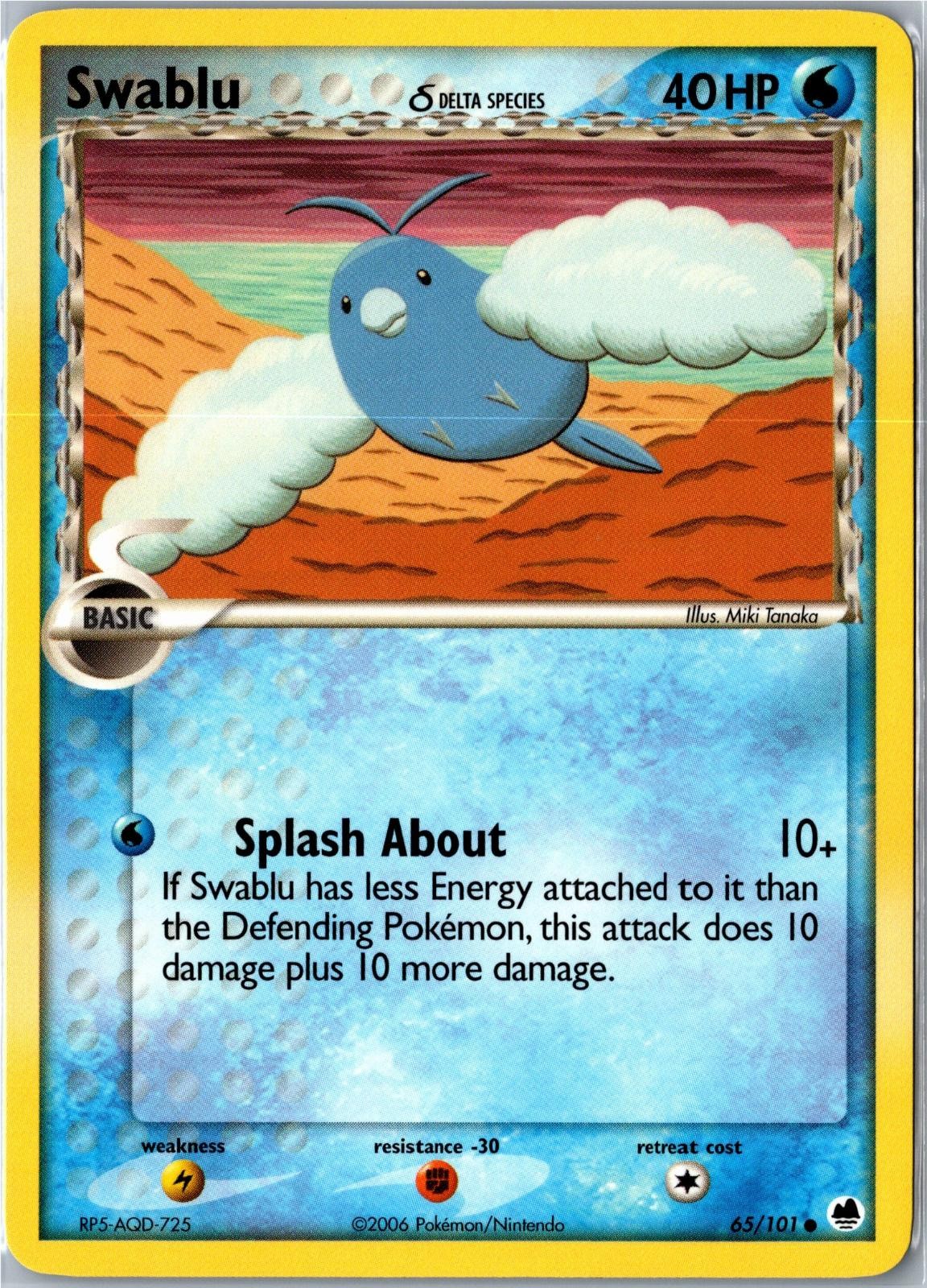 Pokemon Card - Swablu 65/101 Dragon Frontiers Common Lightly Played
