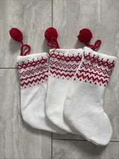 Lot Of 3 Knit Christmas Stockings NEW 