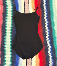 Capezio Women  s Black Solid Short Sleeve Dance Leotard Spandex O1574 medium