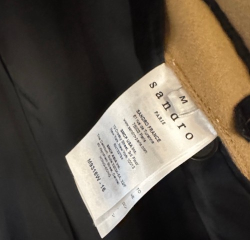 Sandro Men’s Medium Wool Blend Camel Coat - Picture 4 of 5