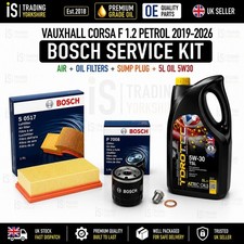 BOSCH SERVICE KIT FILTERS + 5L OIL 5W30 VAUXHALL CORSA F 1.2 PETROL 2019-2026
