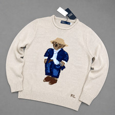 POLO RALPH LAUREN Beige Polo Bear Knit Sweater Women's Size Medium NWT