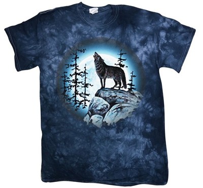 CLEARANCE SALE ---  Men's Small -- Lone Wolf Howling Moon Wolves Tie Dye Shirts