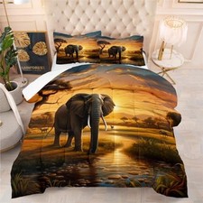 Black Elephant Comforter Set Wildlife Natural Scenery Personalized Full Dx03