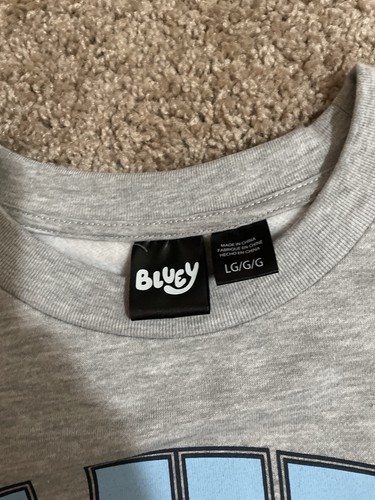 Bluey Sweatshirt Men’s Large Gray Fleece Lined/Bluey, Bingo, Bandit & Chilli - Picture 5 of 5