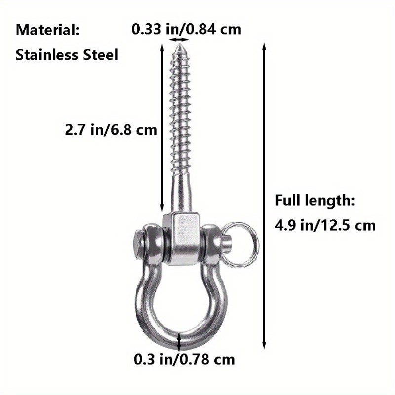 2pcs Stainless Steel Shackle with Screw Pin 4.9" Heavy-duty Swing Accessories