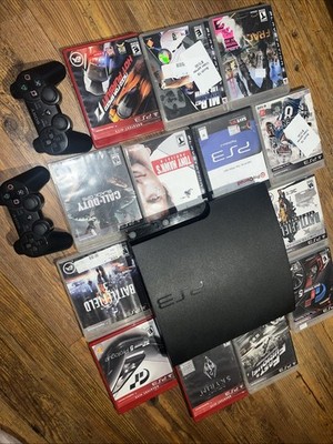 Sony PlayStation 3 PS3 Slim Black Console 320GB CECH-3001B + Games & Controllers