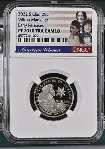 2022-S Clad Proof Wilma Mankiller American Women Quarter NGC PF-70 UCAM ER