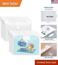 10 Pack Plastic Envelopes File Folders, Clear Folder for Document Letter A4 ...