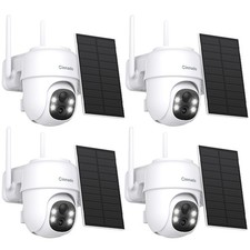 4Pack Wireless Solar Battery Powered Wifi Outdoor Home Security Camera Rotating