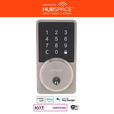 Defiant Square Satin Nickel Smart Electric Deadbolt- 1010 525 009
