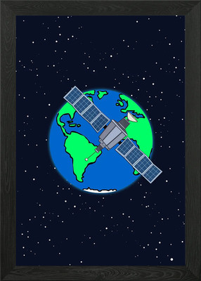 Earth and satellite Framed Wall Art Poster Canvas Print Picture