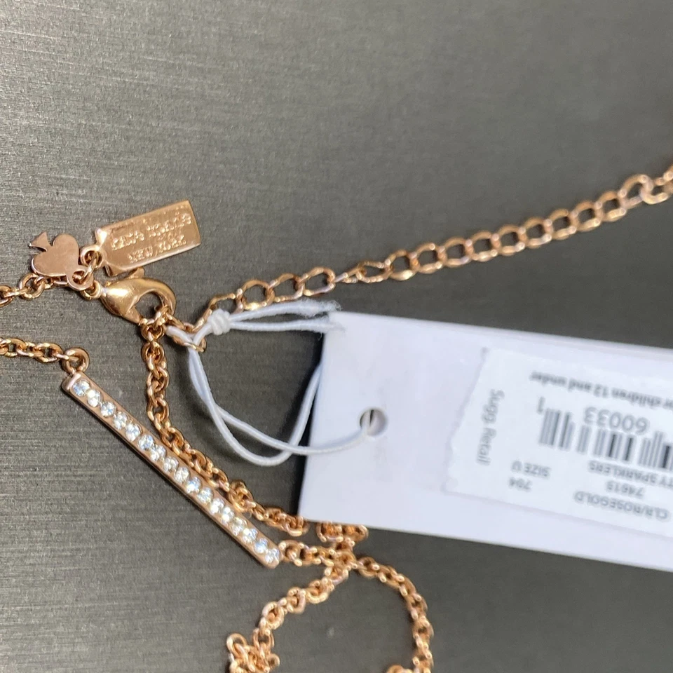 Gargantilla KATE SPADE NY Delicado Brillo Colgante Collar Chapado en Oro Rosa 16" Foto 3 de 4