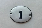 Vintage Enamel Porcelain Locker Number 1 Door Sign