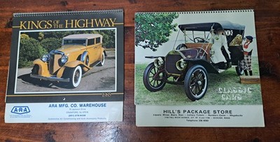 2 Vintage 1985 1986 Antique Automobile Car Calendars Collectibles