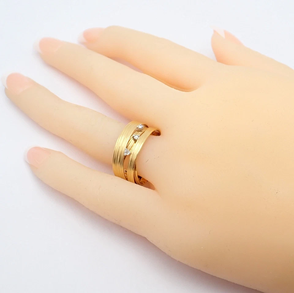 ¡Auténtico! Anillo Roberto Coin Oro Amarillo 18k Diamante Tejido Seda Talla 7 Foto 4 de 4