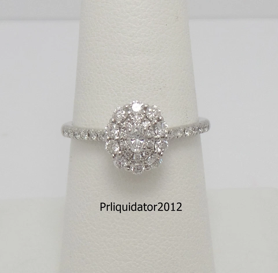 1/2CT Natural Diamond Halo Engagement Wedding Bridal Ring 14K White Gold Band - Image 2 of 4