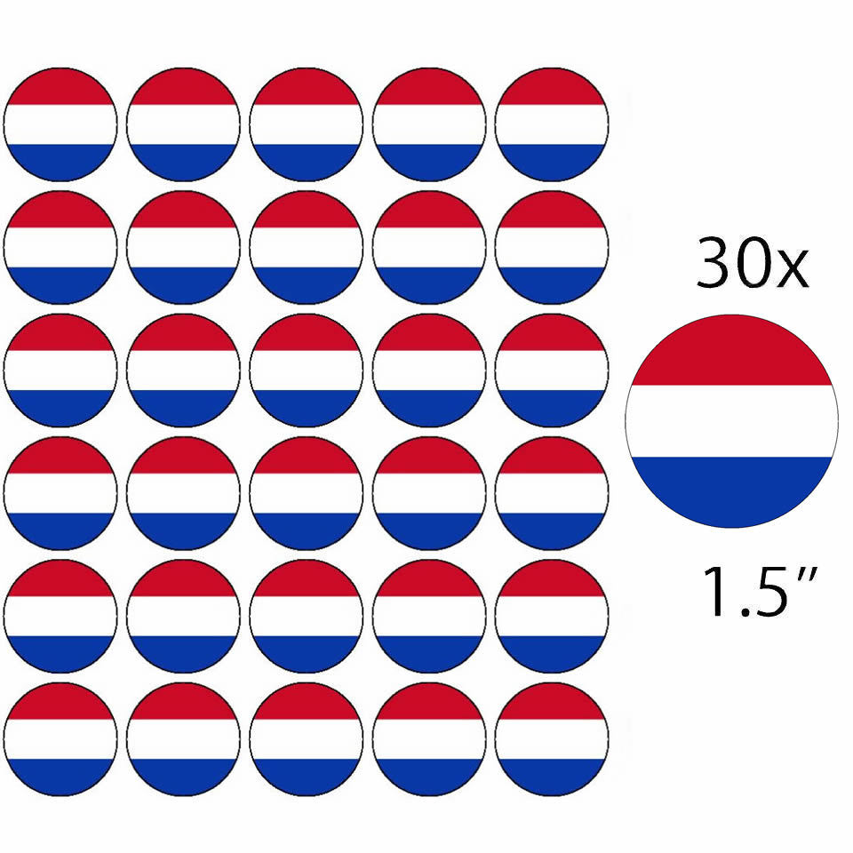 HOLLAND - 30 PREMIUM 40mm RICE PAPER CAKE TOPPERS NETHERLANDS DUTCH FLAG D1