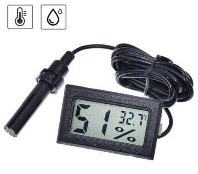 Thermo-Hygrometer Thermometer Luftfeuchtigkeit LCD -50 +70°C 1,5m Fernfühler