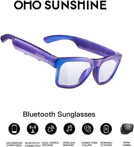 Unisex Open Ear Polarized Sunglasses with Bluetooth Speaker and UV Protection - Picture 6 of 9