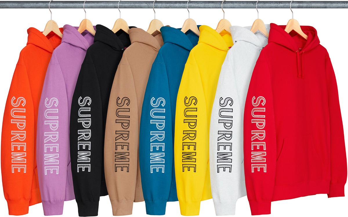 Supreme Sleeve Embroidery Hooded Sweatshirt SS18 (SS18SW22 Supreme Sleeve Embroidery Hooded Sweatshirt SS18 (SS18SW22