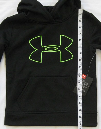 NEW Under Armour UA Youth Logo Fleece Hoodie Black Limelight Green Size 5 - Picture 6 of 9