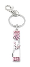 Pink Crystal Flower Purse Charm Silver Ring Key Chain Mothers Day Gifts New