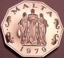 Rare Massive Cameo Proof Malta 1979 50 Cents~Great Siege~6,577 Minted~Free Ship