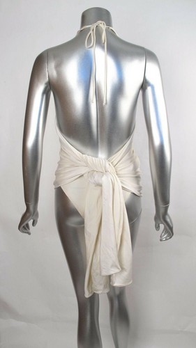100%Auth Vintage 70s GIANNI VERSACE Sexy Ivory Ruched 1 Piece Neckholder Swimsuit 38 - Bild 6 von 8