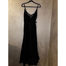 Reformation Daria Boho Hippie Witch Emo Goth Black Linen Lace Wrap Maxi Dress