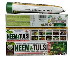 6 Pk ORGANIC NEEM & TULSI Herbal Toothpaste By AL-RIYAN, Fluoride Free Vege Base