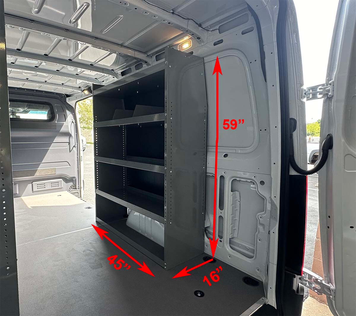 Aluminum Van Shelving for Mercedes Sprinter  59"Hx 45"L x 16"D NEW!