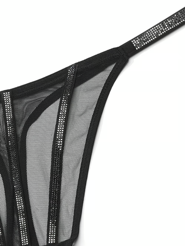 VICTORIA'S SECRET VERY SEXY SHEER SHINE SHINE STRAP MESH THONG PANTY SMALL BLACK - Picture 8 of 14