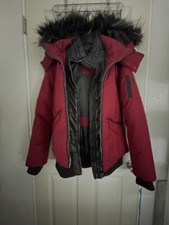 NOIZE Winter Zip Hood Cruelty Free Outerwear Coat Maroon Heavy Jacket Size Med