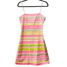Nine West Pink Striped Y2K Preppy Pink Elle Woods Clueless Tank Dress size 6