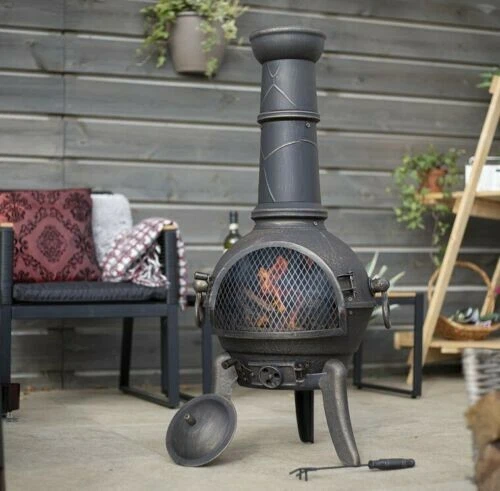 Large Cast Iron Chimenea 🔥- Cuba Log Burner Tall Patio Heater 📦  5055025560270 | eBay