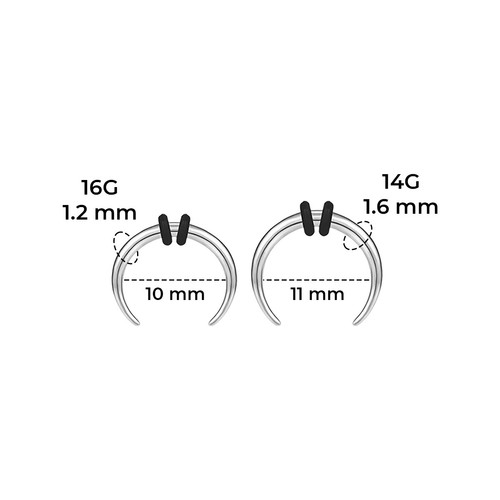 6 Pk Surgical Steel Crescent Tapers Bull Stretchers Horseshoes Septum Nose Ear - Picture 8 of 19