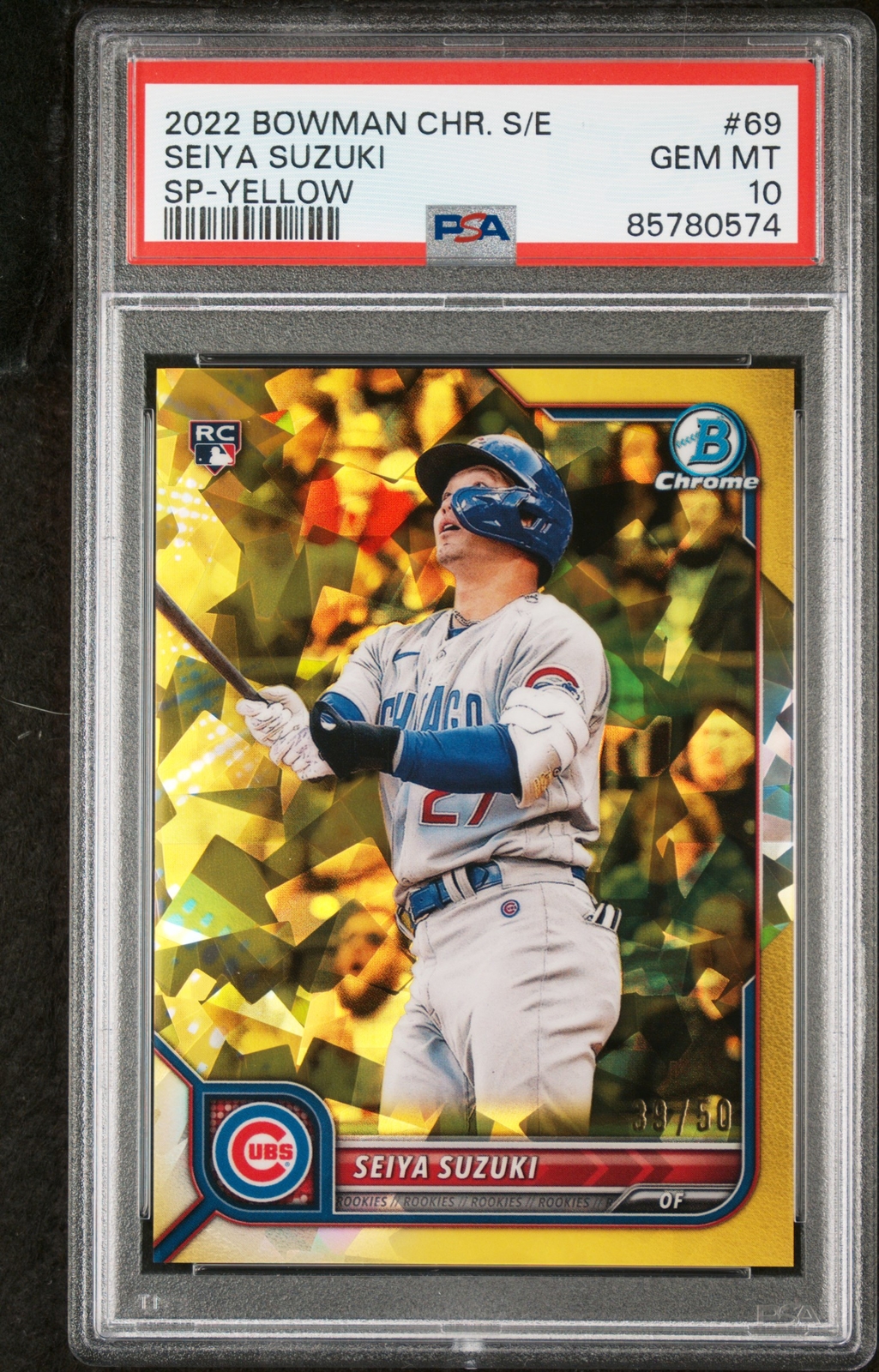 2022 Bowman Chrome Sapphire Edition Seiya Suzuki Yellow /50 #69 PSA 10