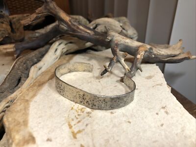 Vintage 925 Sterling Silver Rustic Hammered Adjustable Cuff Bracelet 15g 