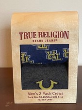 True Religion Brand Jeans- 2 PACK Crews Logo Socks size 10-13