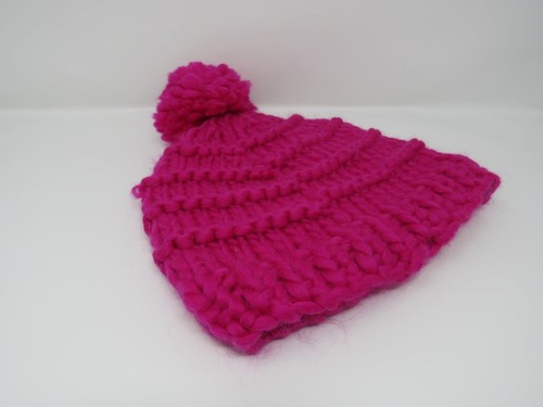 Handcrafted Knitted Hat Beanie Hot Pink 