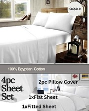 Breathable 4pc Sheet Set 1000Thread Count 100 White Egyptian Cotton All Size