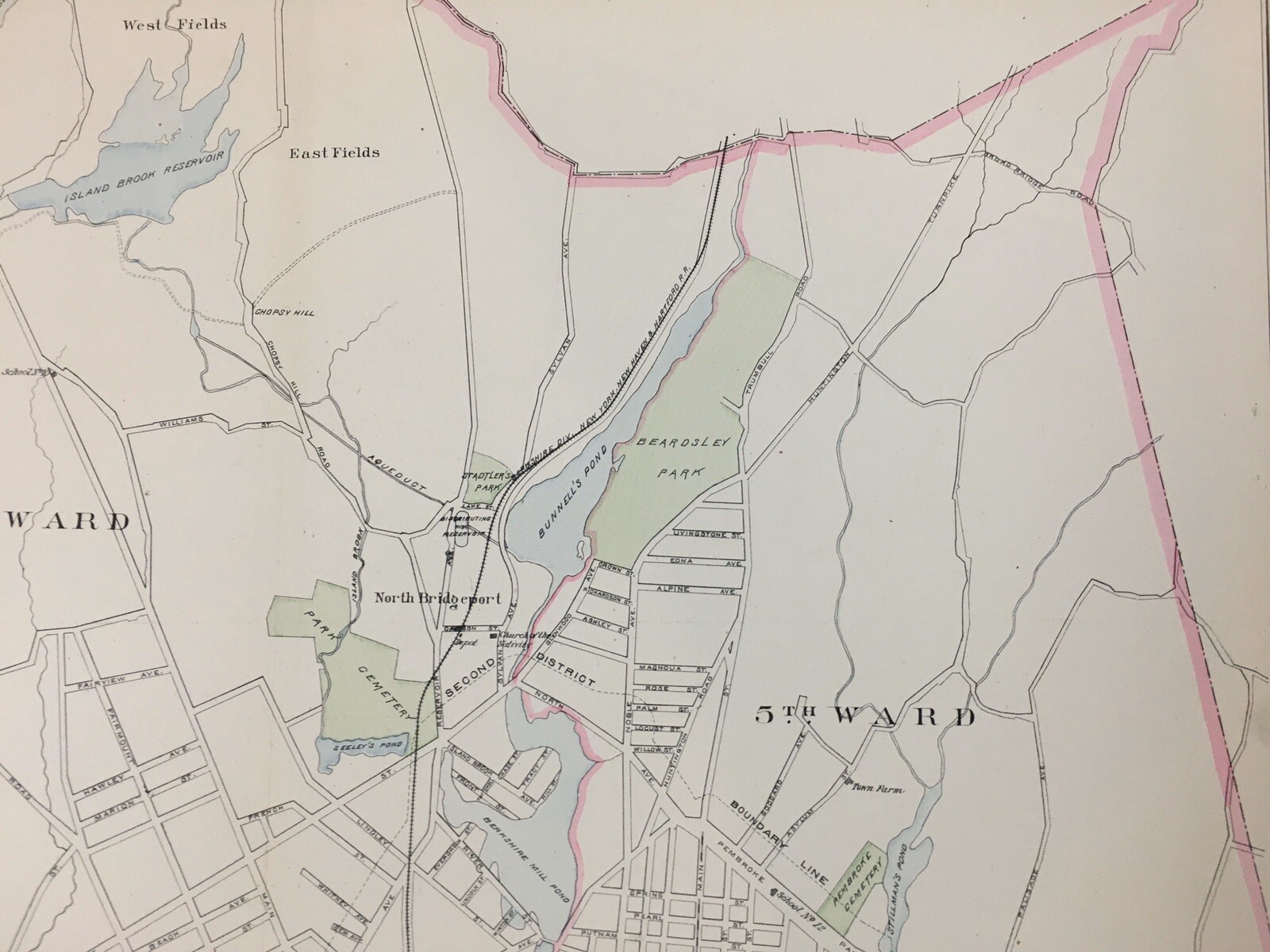 1893 Original Map,North Bridgeport,CT Old Connecticut Conn Pequonnock River eBay