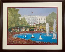 Susan Pear Meisel "The White House" Hand Signed CUSTOM FRAMED Art Washington DC