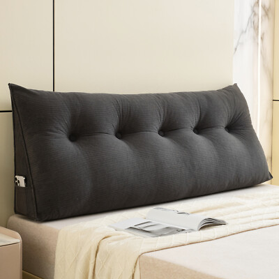 Corduroy Bed Wedge Pillow Headboard Bolster Back Rest Cushion Pillow f Sofa Bed