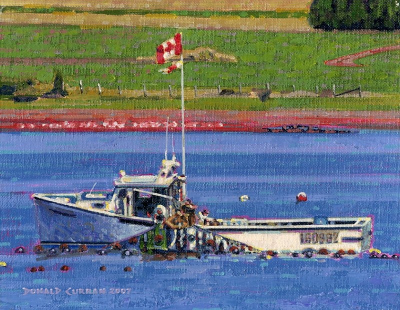 ORIGINAL OIL PAINTING, NOVA SCOTIA FISHING BOAT, listed artist NR!