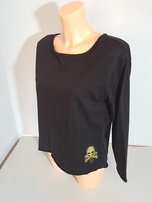 Double Zero shirt T-shirt size S/M black skull long sleeve New