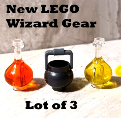 New LEGO Flask Big Potion Bottles Cauldron Bucket Wizard Gear Spell Maker Lot